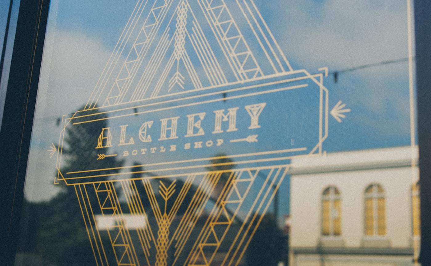 Alchemy Bottle Shop window graphics detail
