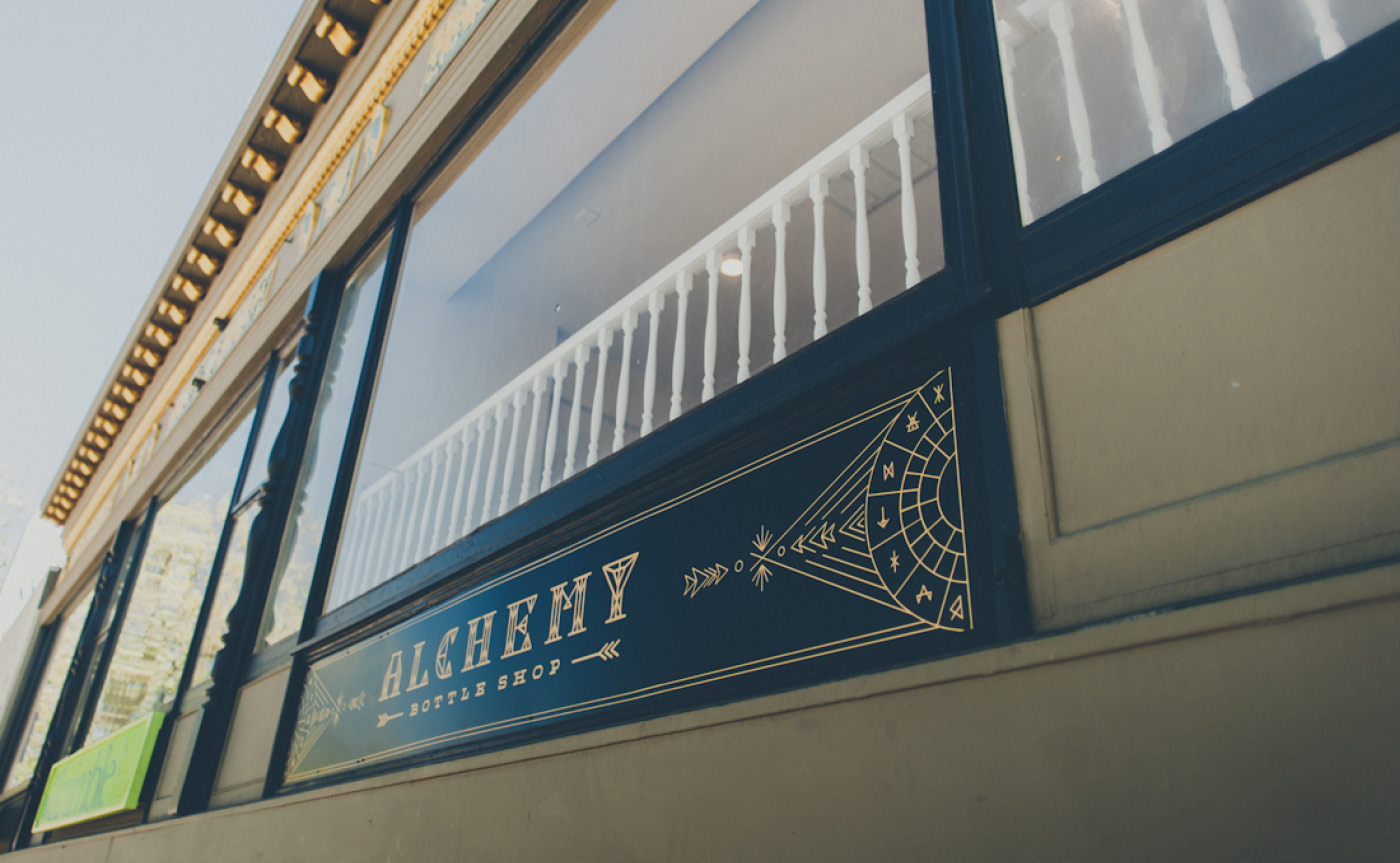 Alchemy Bottle Shop window graphics presentation