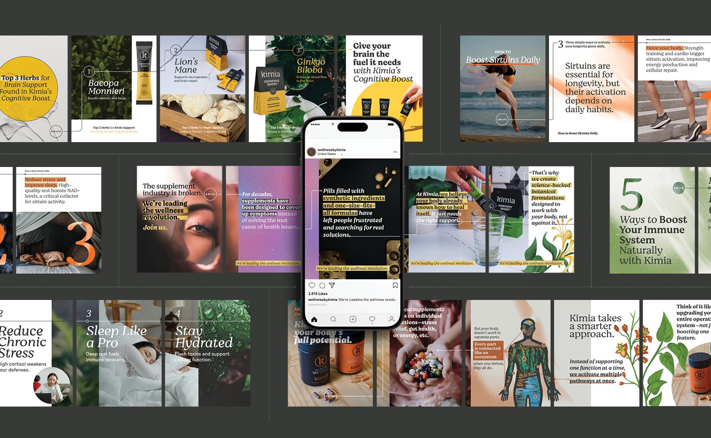 Kimia Wellness social media carousels