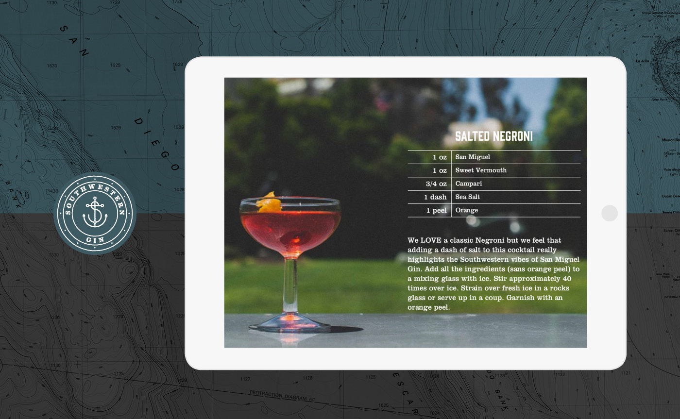 Old Harbor Distilling spirits and cocktails page application