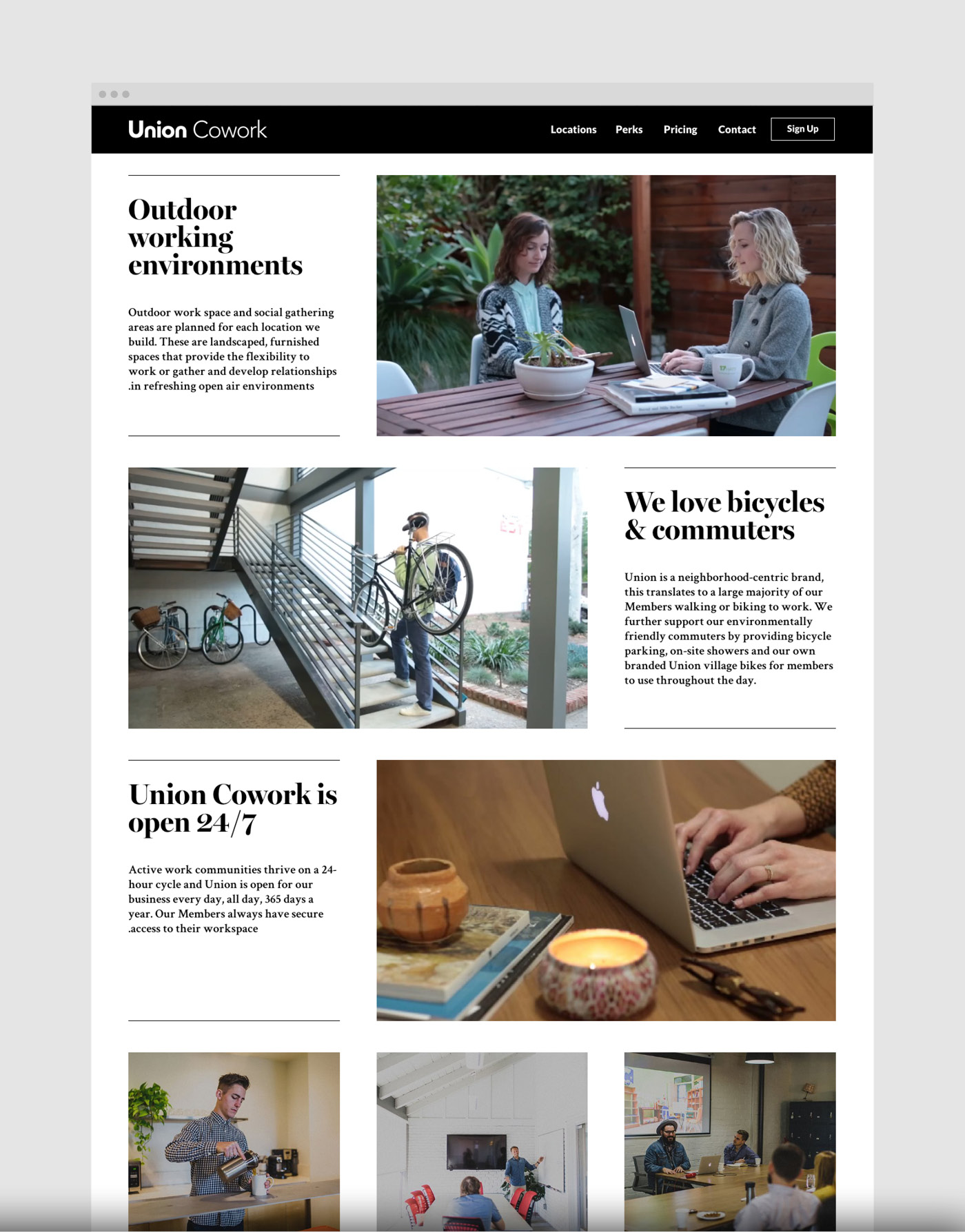 Union Cowork perks page