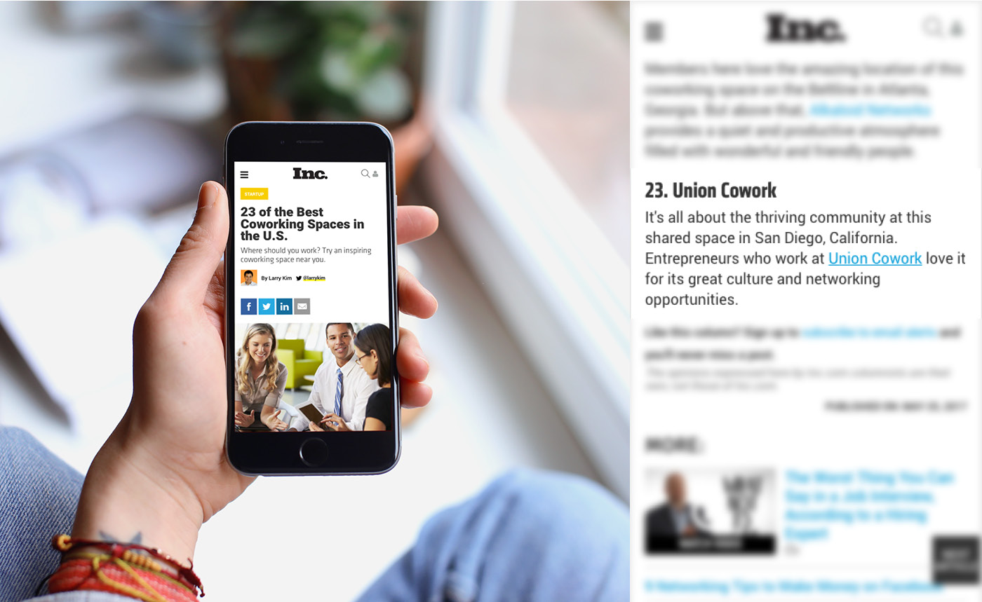 Union Cowork lifestyle photography application