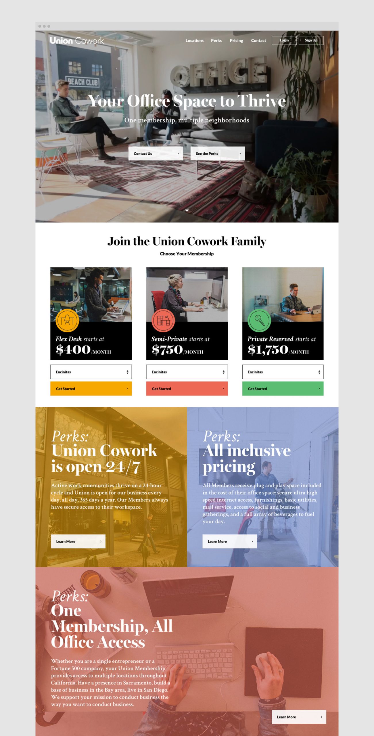 Union Cowork website application