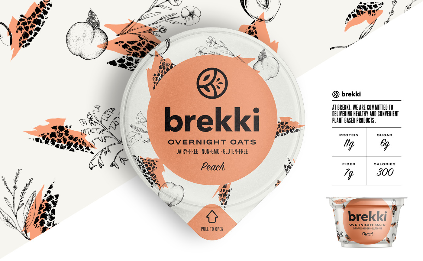 Brekki Overnight Oats package design presentation